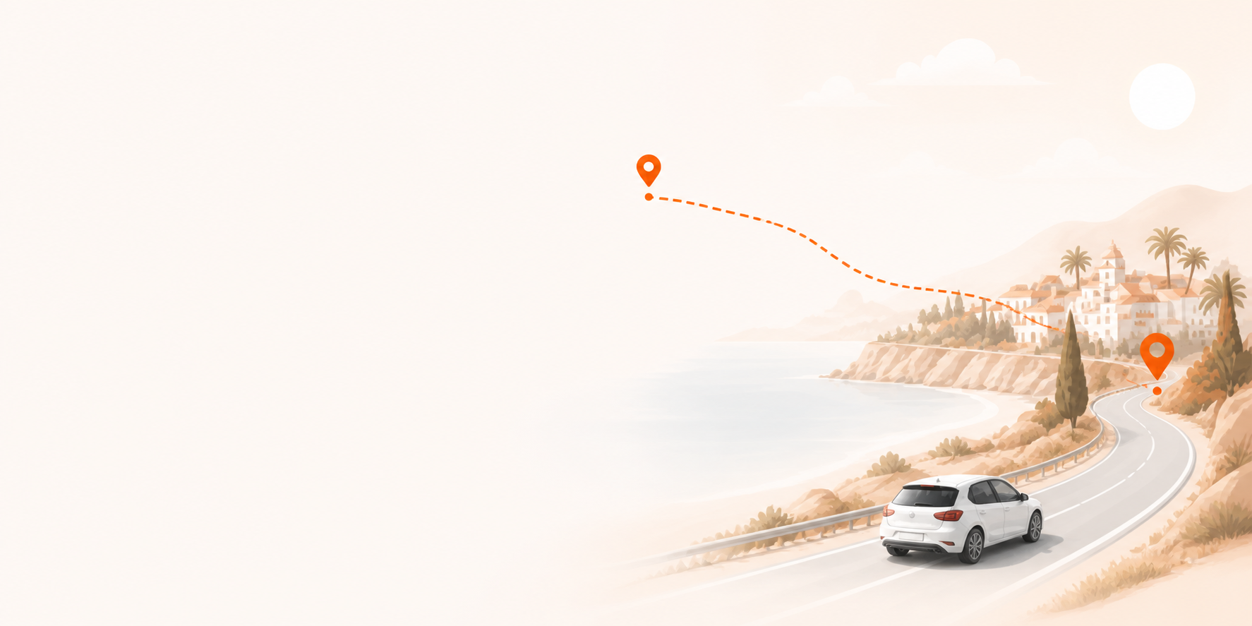 A DriveSplit route following a car along a coastal road